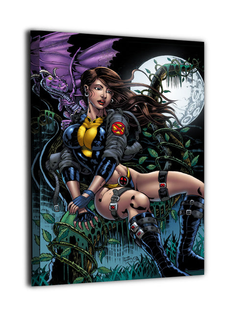 Shadowcat and Lockheed Phase Shift angled wall art mockup by Sherwin Saynes