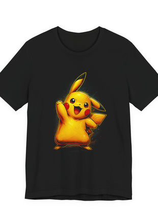 Front view of the black Pikachu Electric Smile Graphic T-Shirt.