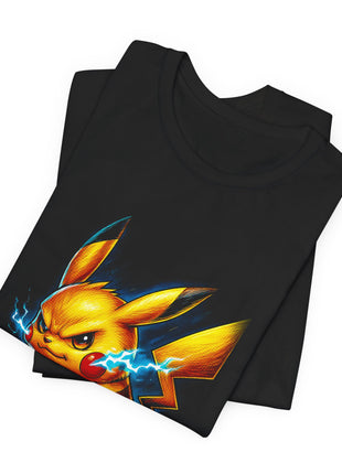 Folded view of the black Pikachu Lightning Battle Graphic T-Shirt.