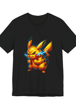 Front view of the black Pikachu Lightning Battle Graphic T-Shirt.
