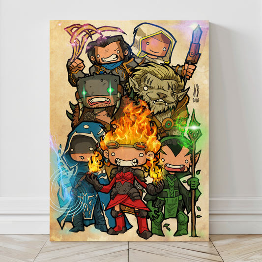 Planeswalker Mayhem Canvas Print 24x36 – Magic Chibi Planeswalker Art