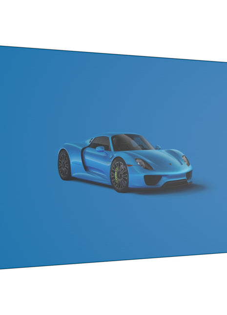 12x18 canvas print of the Porsche 918 Spyder — anime-style blue edition with futuristic styling.