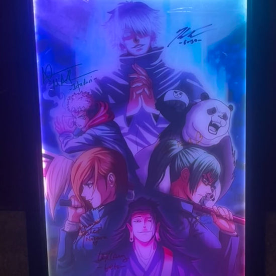 "Jujitsu Kaizen Sign 16x24 Acrylic Print signed by American Jujutsu Kaisen voice actors – front view"

