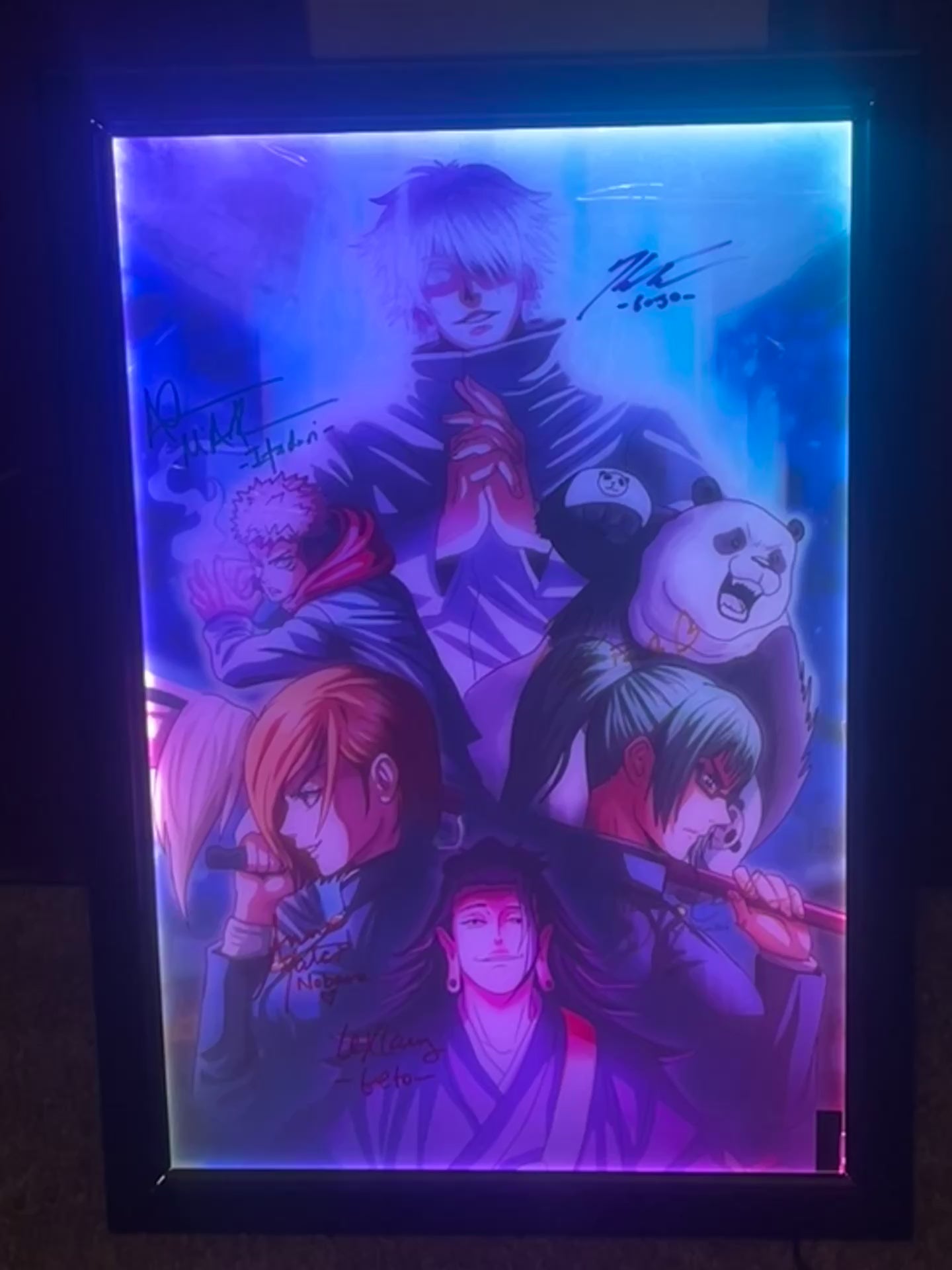 "Jujitsu Kaizen Sign 16x24 Acrylic Print signed by American Jujutsu Kaisen voice actors – front view"

