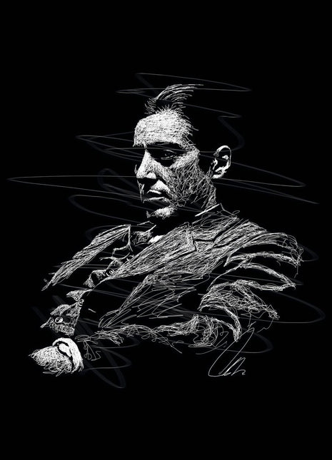 Quiet Authority in Lines: shows a seated man in a dark suit with his arms folded across his body.