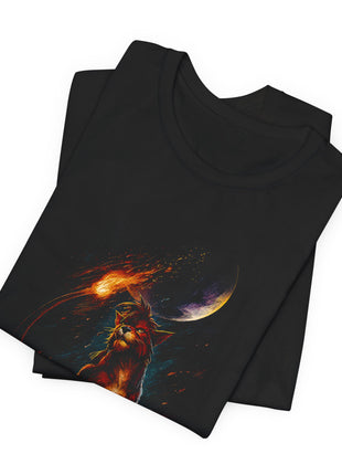 Folded view of the black Red XIII Crescent Moon Graphic T-Shirt.
