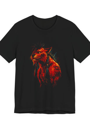 Front view of the black Red XIII Crimson Profile Graphic T-Shirt.