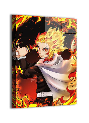 Flame Pillar Resolve Rengoku metal wall art print by Emmanuel Centeno
