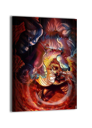 Rengoku vs Akaza Final Clash canvas wall art print by Ray Dash