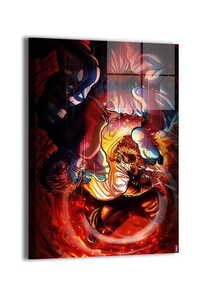 Rengoku vs Akaza Final Clash metal wall art print by Ray Dash