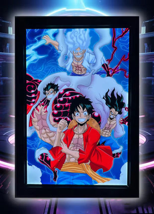  4-sided snap RGB LED acrylic lightbox frame shown off with white light panel ready for artwork, Snapping Turtle Gallery.