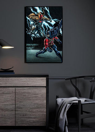 Rivals in the Rain Red Robin vs Red Hood acrylic wall art by Geebo Vigonte