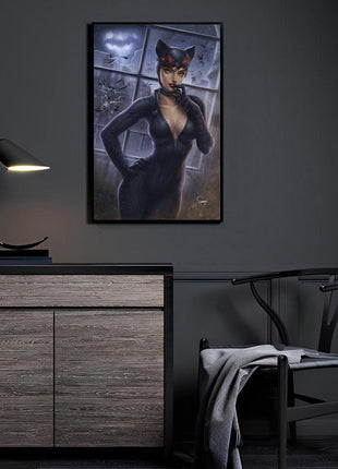 Catwoman Rooftop Wall Art acrylic print by Sam DelaTorre