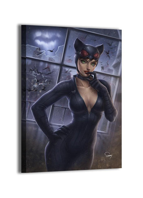 Catwoman Rooftop Wall Art gloss canvas print by Sam DelaTorre