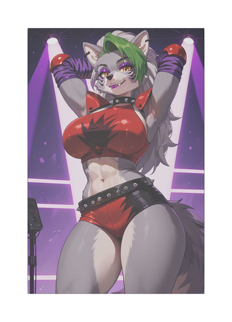 Sexy Roxanne Wolf Wall Art on premium canvas, acrylic, and metal – front view featuring Roxanne Wolf from Five Nights at Freddy’s