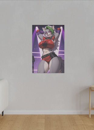 Sexy Roxanne Wolf Wall Art on premium canvas, acrylic, and metal – front view featuring Roxanne Wolf from Five Nights at Freddy’s