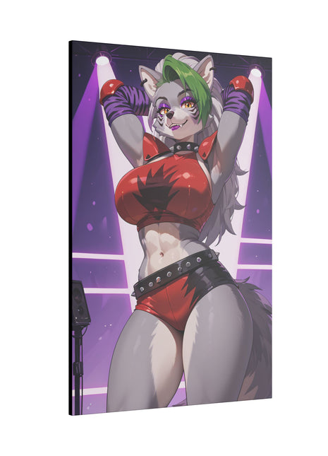 Sexy Roxanne Wolf Wall Art on premium canvas, acrylic, and metal – front view featuring Roxanne Wolf from Five Nights at Freddy’s