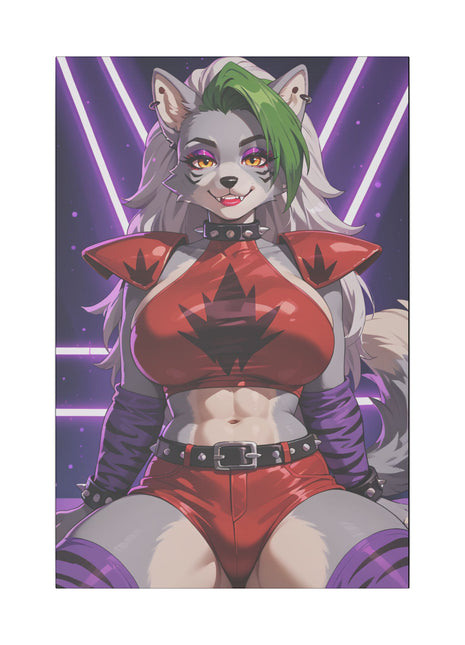 Sexy Roxanne Wolf Wall Art on premium canvas, acrylic, and metal – front view featuring Roxanne Wolf from Five Nights at Freddy’s