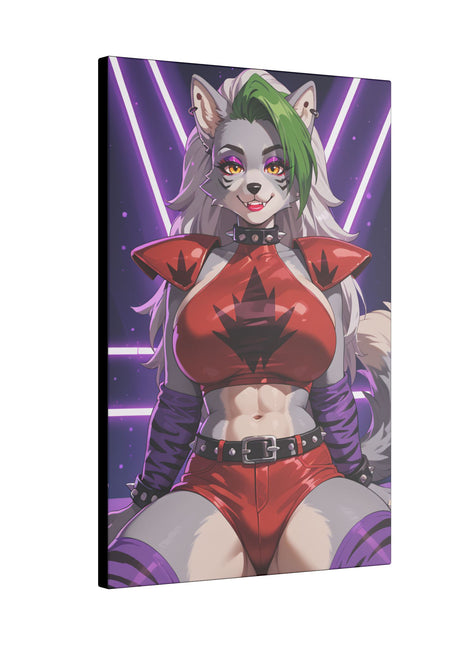 Sexy Roxanne Wolf Wall Art on premium canvas, acrylic, and metal – front view featuring Roxanne Wolf from Five Nights at Freddy’s