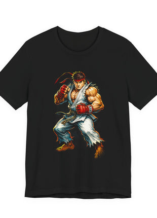 Front view of the black Ryu Sketch Fighter Graphic T-Shirt.