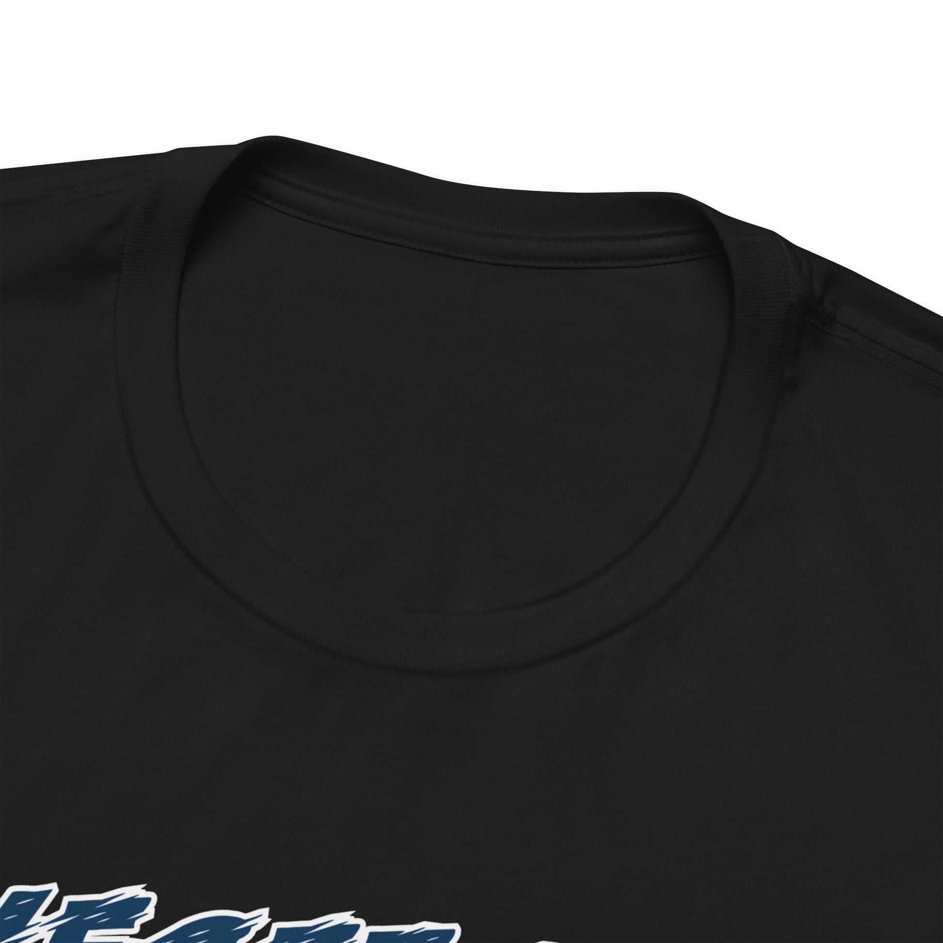 Alt: Saiyan Rivalry Anime Shirt on black, neckline close-up, premium stitching by Snapping Turtle Gallery


