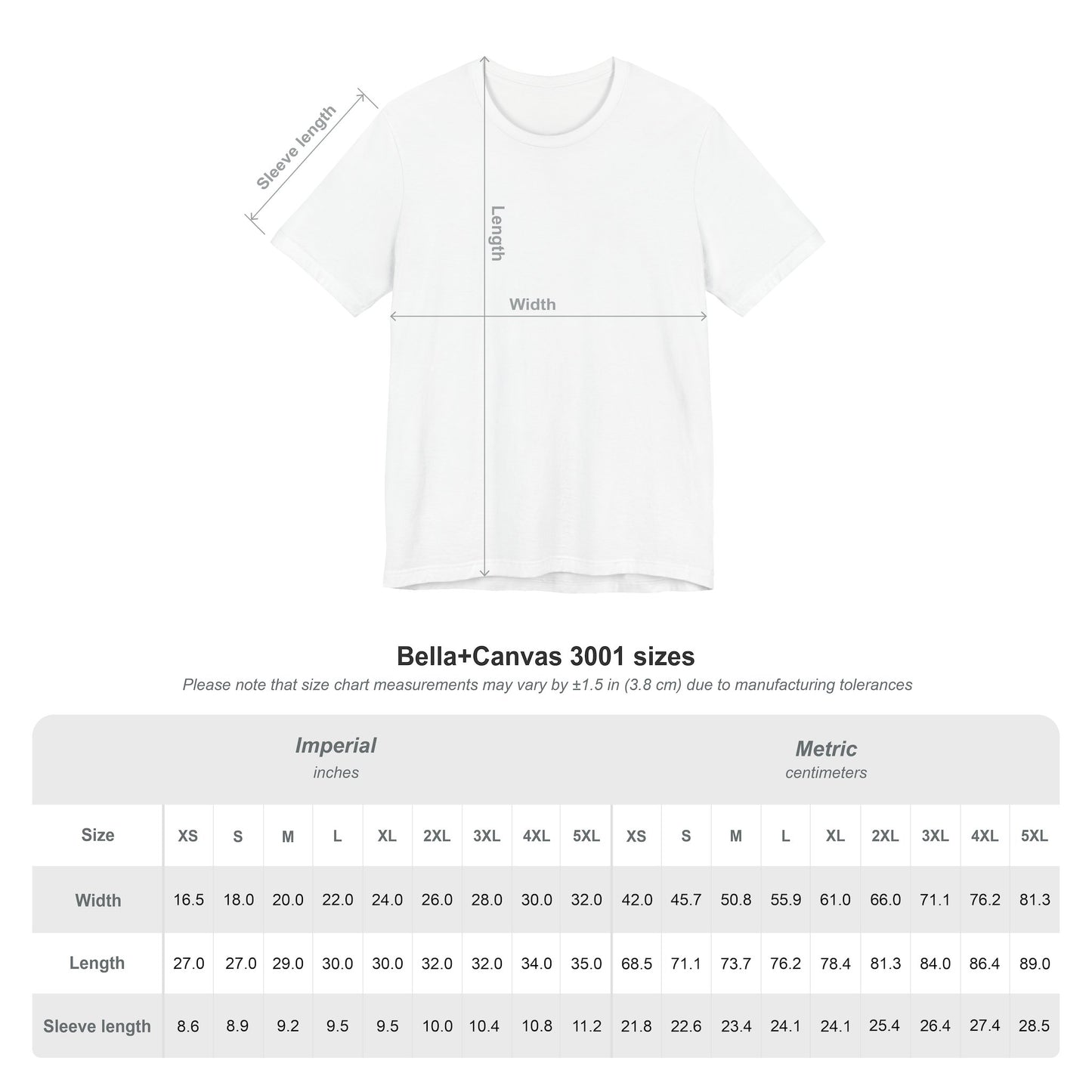 Alt: Bella+Canvas size chart for Saiyan Rivalry Anime Shirt on Snapping Turtle Gallery

