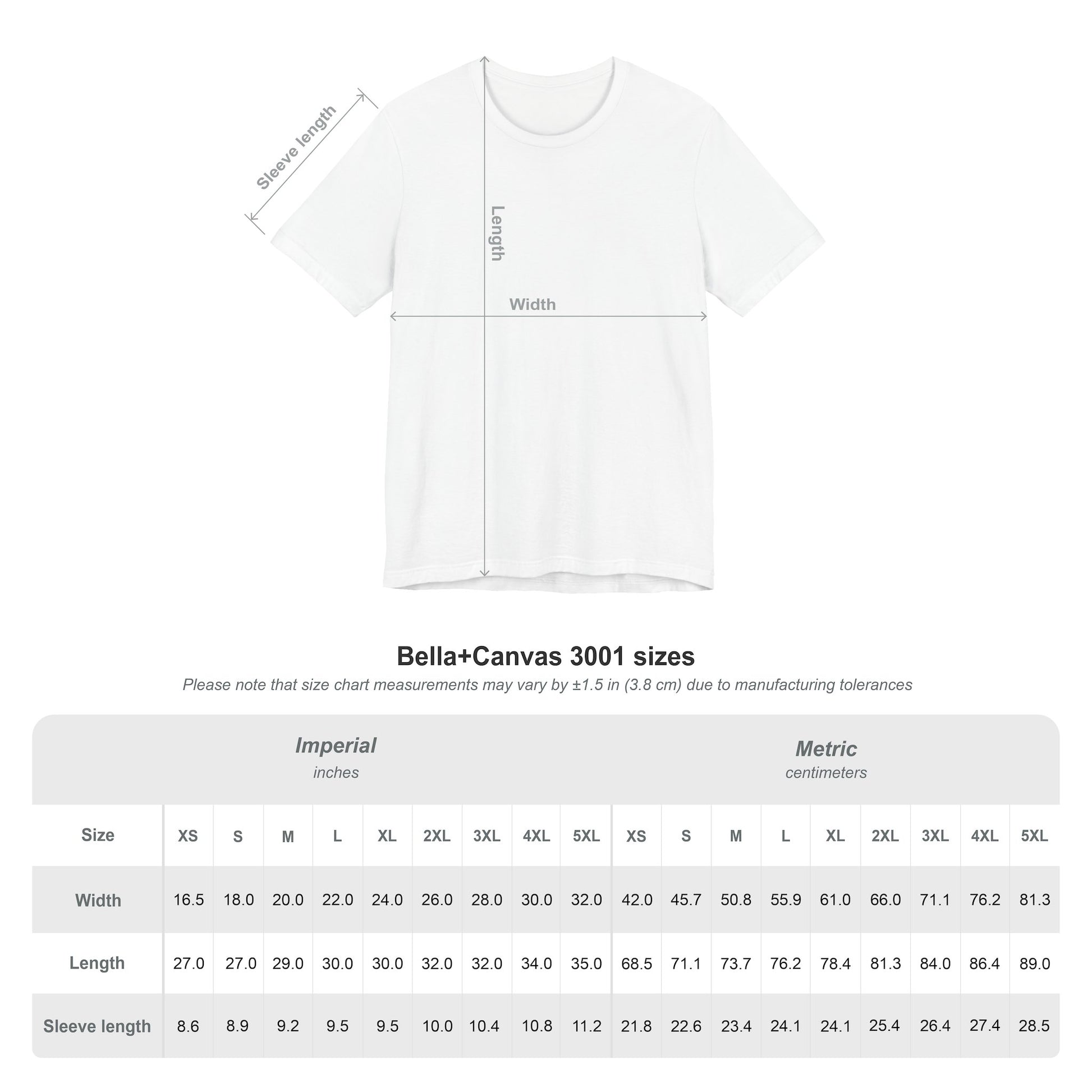 Alt: Bella+Canvas size chart for Saiyan Rivalry Anime Shirt on Snapping Turtle Gallery

