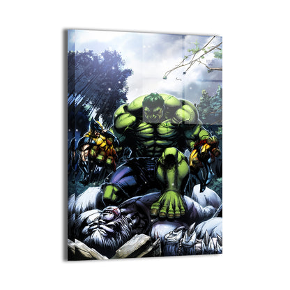 Savage Showdown Acrylic Print 24x36 – Hulk vs Wolverine Marvel Wall Art