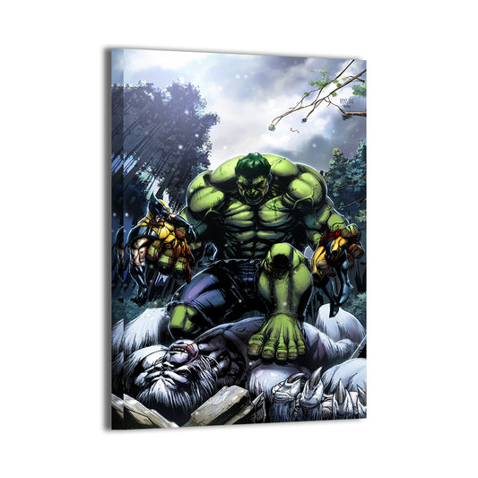 Savage Showdown Canvas Print 24x36 – Hulk vs Wolverine Marvel Wall Art