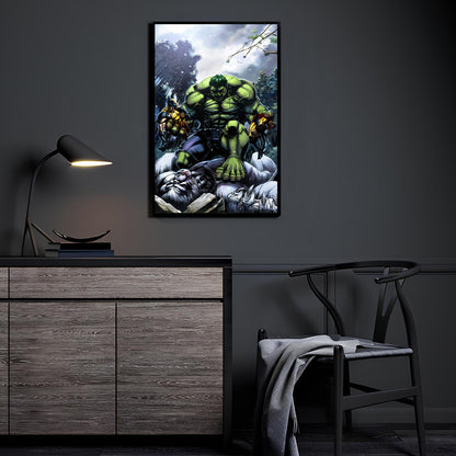 Savage Showdown Poster Print – Hulk vs Wolverine Marvel Wall Art