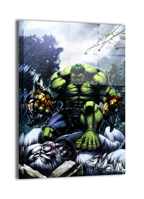 Savage Showdown Acrylic Print 24x36 – Hulk vs Wolverine Marvel Wall Art