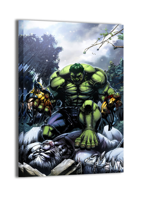 Savage Showdown Canvas Print 24x36 – Hulk vs Wolverine Marvel Wall Art
