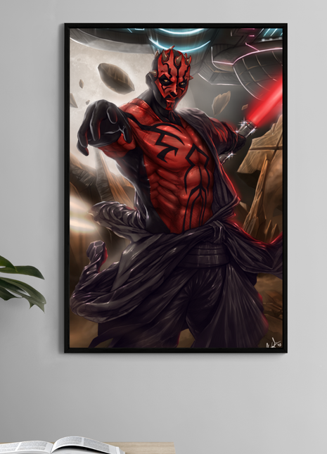  Darth Maul-inspired 11x17 wall art – double-blade saber pose