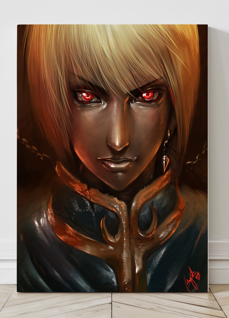 Large 24x36 Kurapika canvas art – dark anime portrait from Hunter x Hunter