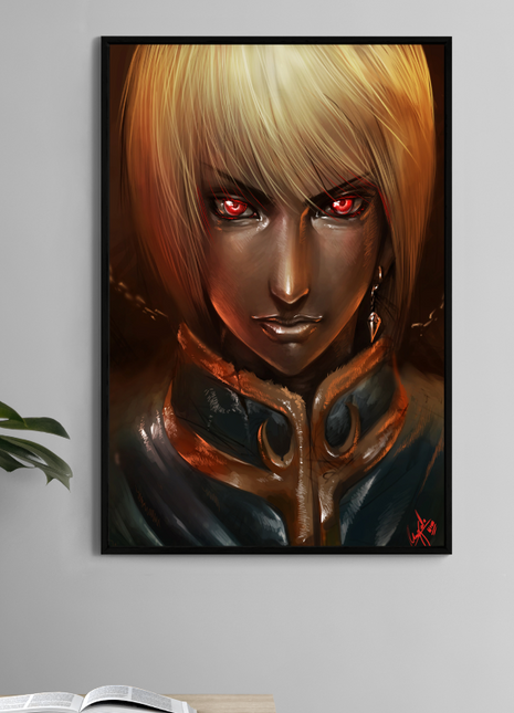 Kurapika Hunter x Hunter 11x17 print – glowing red eyes close-up anime artwork

