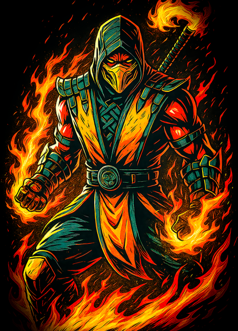 Scorpion Mortal Kombat wall art in Acrylic, Canvas and Metal