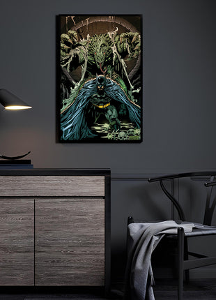 Angle/Detail: Acrylic version showing high-gloss depth of Croc and Batman action

