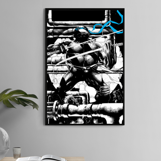 Shadow Blade Turtle Poster Print – Leonardo TMNT Black and White Wall Art