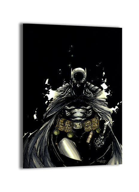Canvas print of militarized Batman with dark shadows and full gear  
