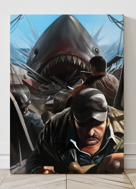  Oversized 24x36 metal wall print – shark attack cinematic artwork