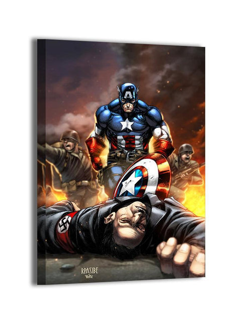Shield Bearer vs Army Captain America — Captain America Marvel wall art by Ryan Pasibe
