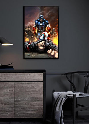 Shield Bearer vs Army Captain America — Captain America Marvel wall art by Ryan Pasibe
