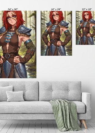 Shieldmaiden of the Wilds Wall Art Room Mockup – Fantasy Warrior Woman Artwork