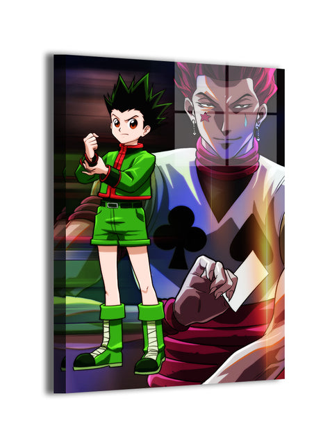 Alt: Gon vs Hisoka fan wall art [16x24] metal print from Hunter x Hunter by Ryan Pasibe.