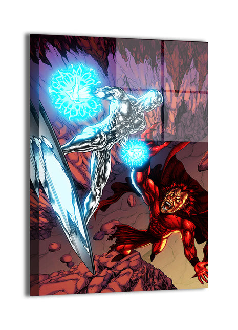 Silver Surfer vs Mephisto Wall Art Acrylic Print, Premium Wall Art by Snapping Turtle Gallery