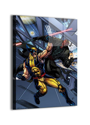 Sith Meets Adamantium Darth Maul vs Wolverine wall art — Marvel square print by Jey Soliva, image 1.