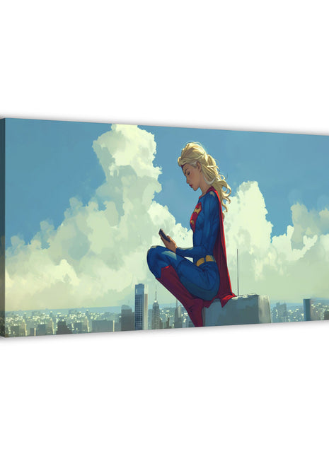 Skybound Solace Supergirl panoramic canvas wall art