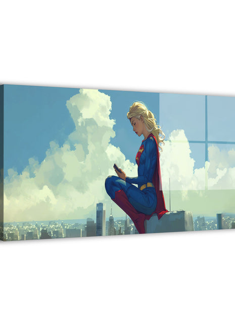 Skybound Solace Supergirl panoramic metal wall art