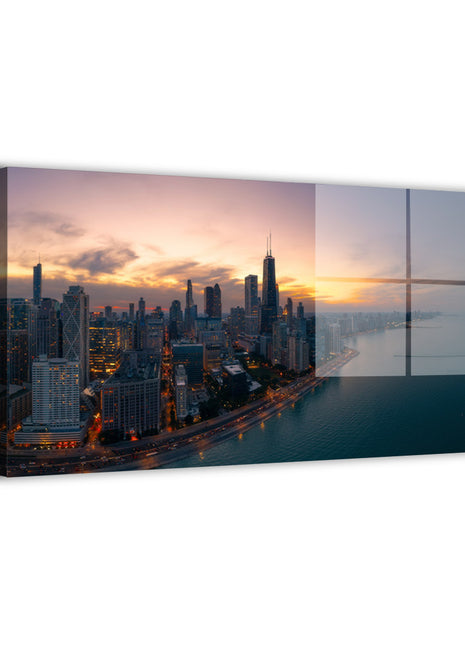 Twilight in Chicago Panoramic Wall Art