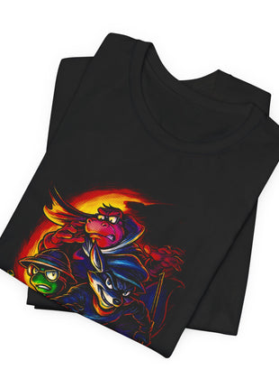 Folded view of the black Sly Cooper Crew Thieves Trio Graphic T-Shirt.